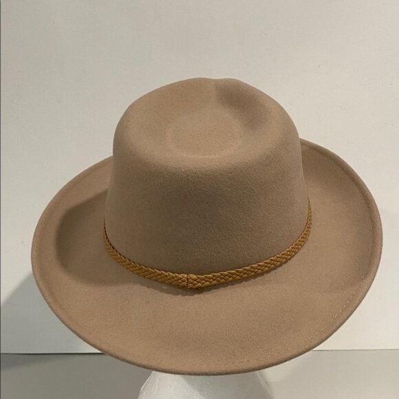Tan Wool Fedora Hat with Rope Detail, Size 57cm, Classic Casual Style - Picture 5 of 13